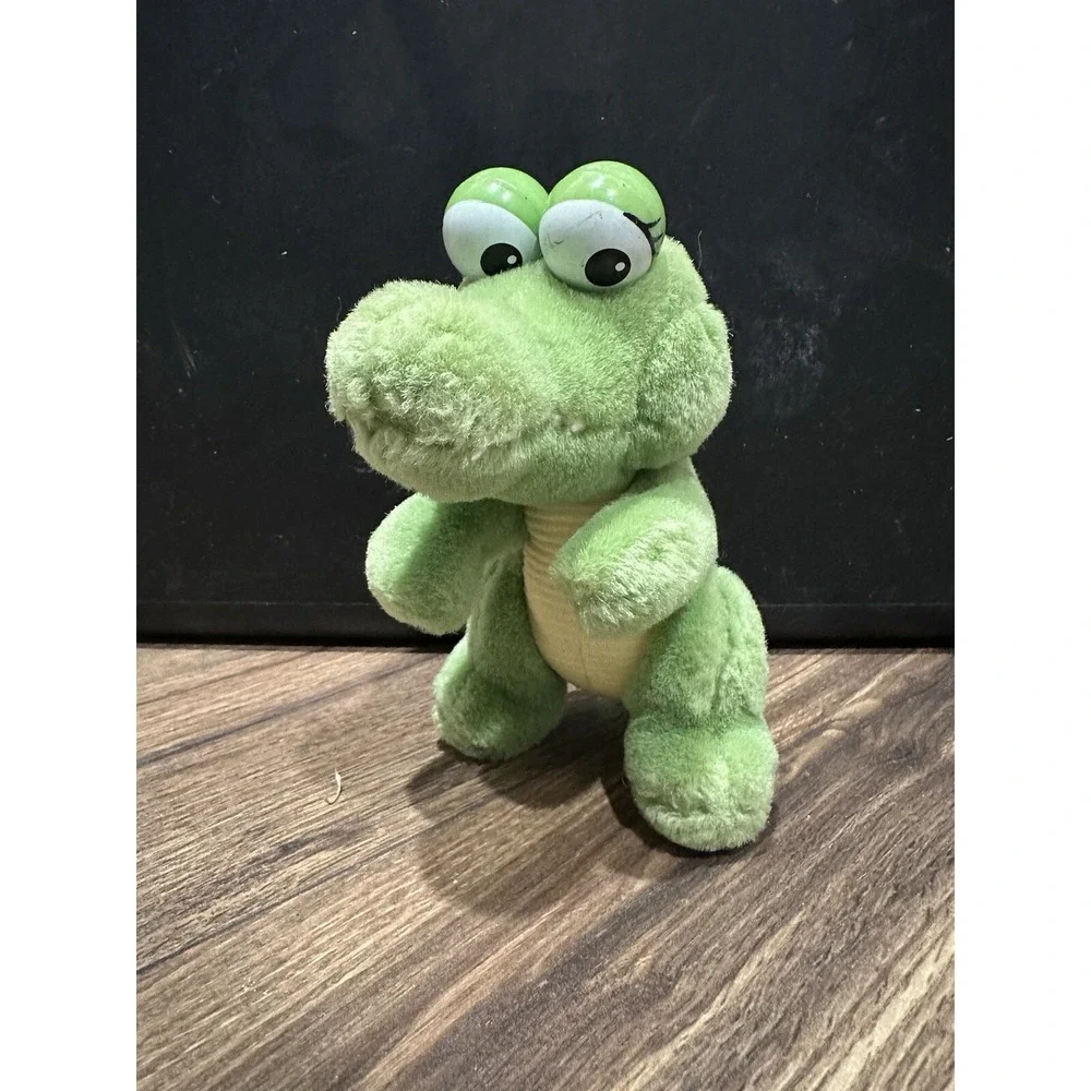 VGUC- Vintage-1988 Alligator Crocodile Plush Green Pink Baby Applause